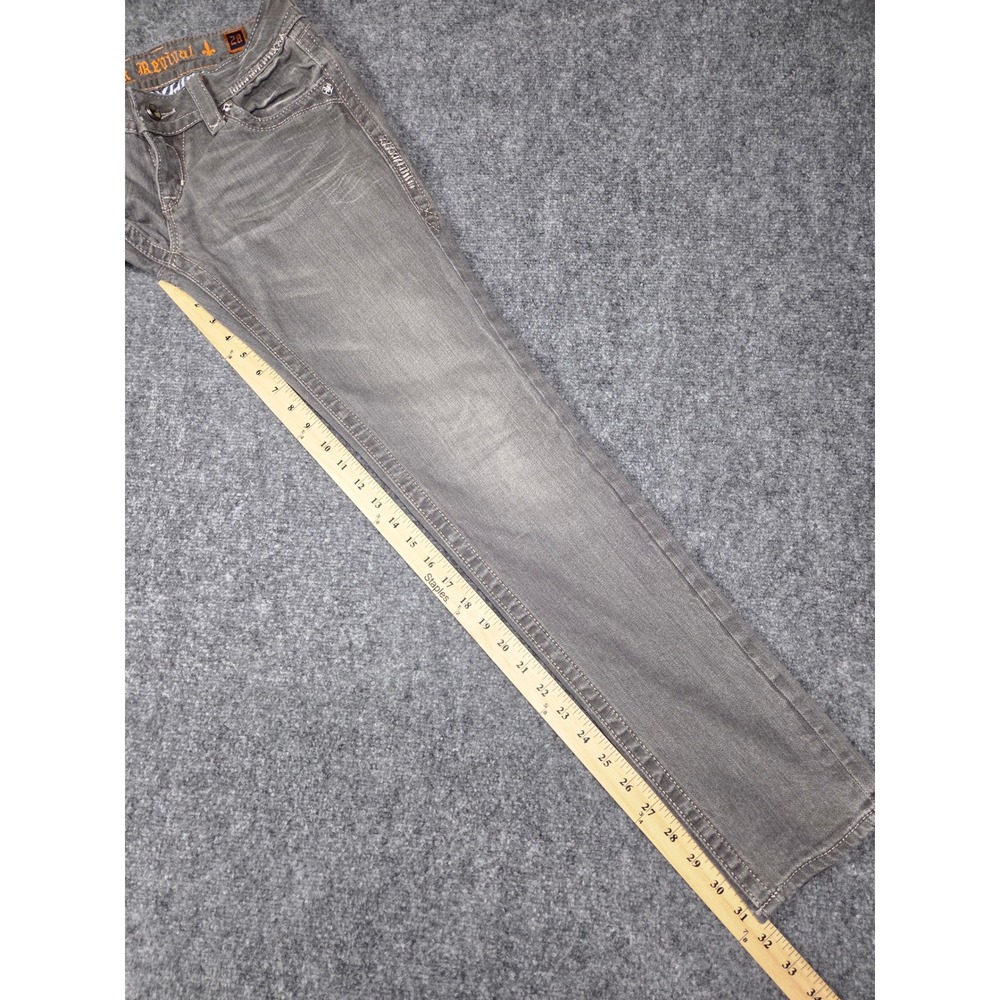 Rock Revival Skinny Jeans Womens 28 Gray Embellished Stitching Low Rise Denim - Picture 4 of 15